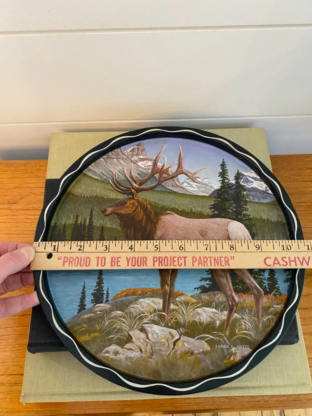 James L. Artig Vintage Tin Lithograph  Elk Serving Tray MCM Western Decor - Picture 10 of 11